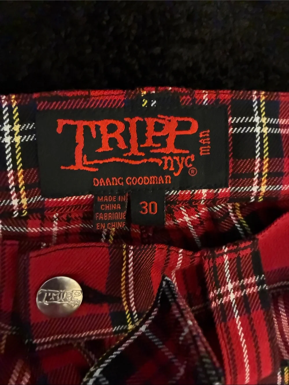 Tripp NYC Mens Red Plaid Kilt Style Punk Bondage Pants Size 30 Kilt Removable